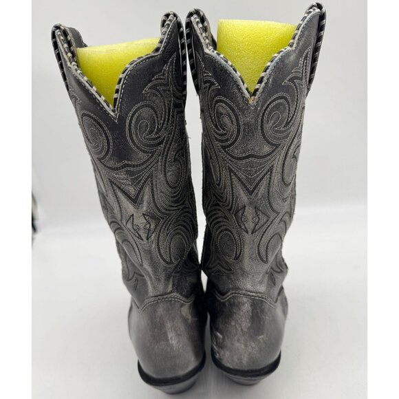 Durango Womens Crush Scalloped Cowboys Boots Size 7.5M Black 11" Western Leather - Picture 8 of 14